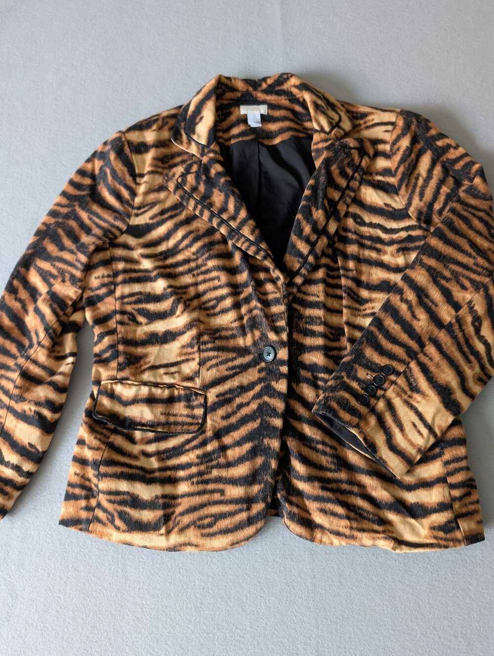 Chico's Maximalist Animal Print Tailored Blazer  Statement Tiger Stripe Sz Large image 7